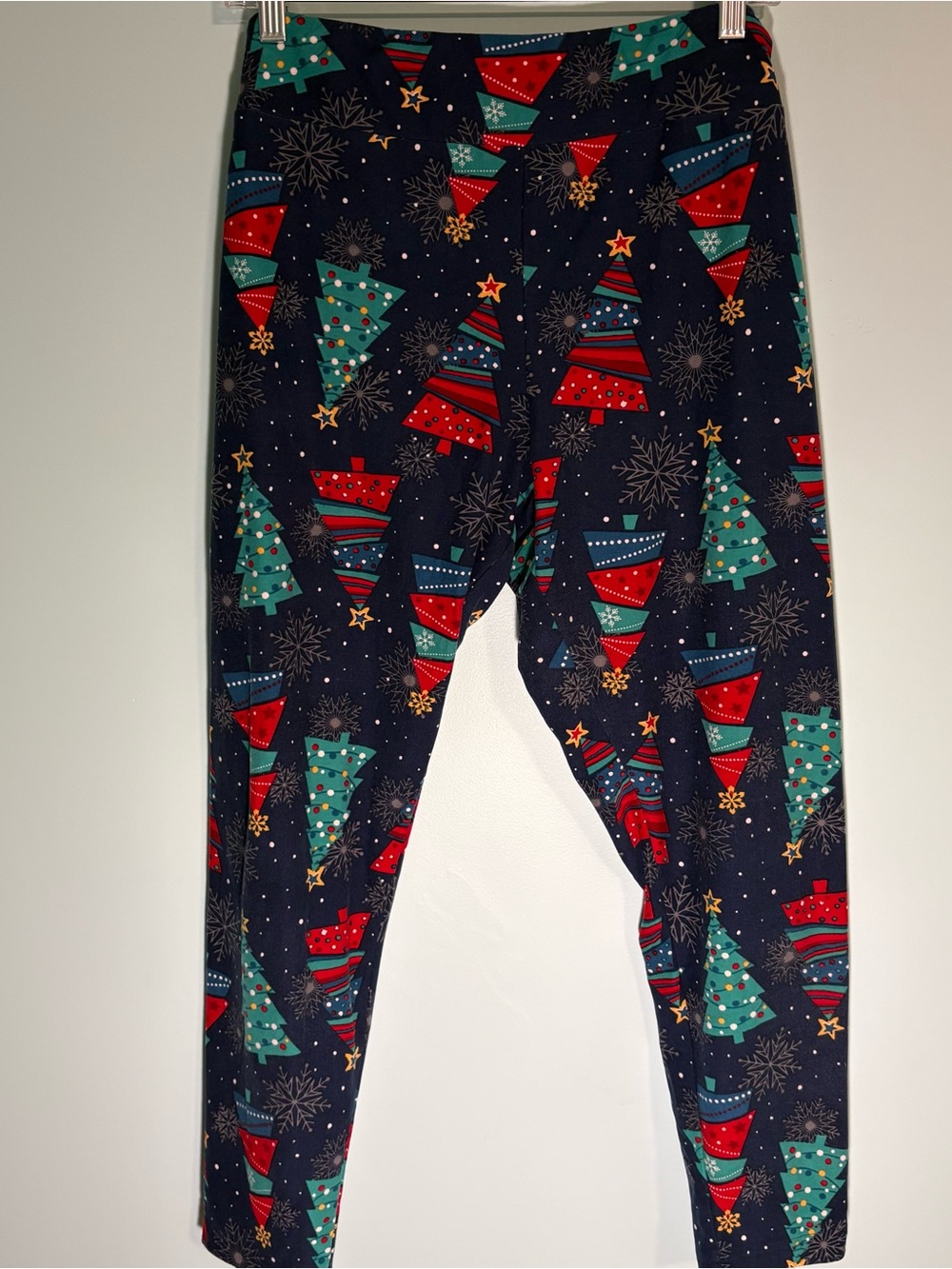 Holiday Time Christmas Tree Snowflake Festive Leggings Plus Size-1X/2X